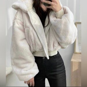 NWOT reversible cream fur jacket